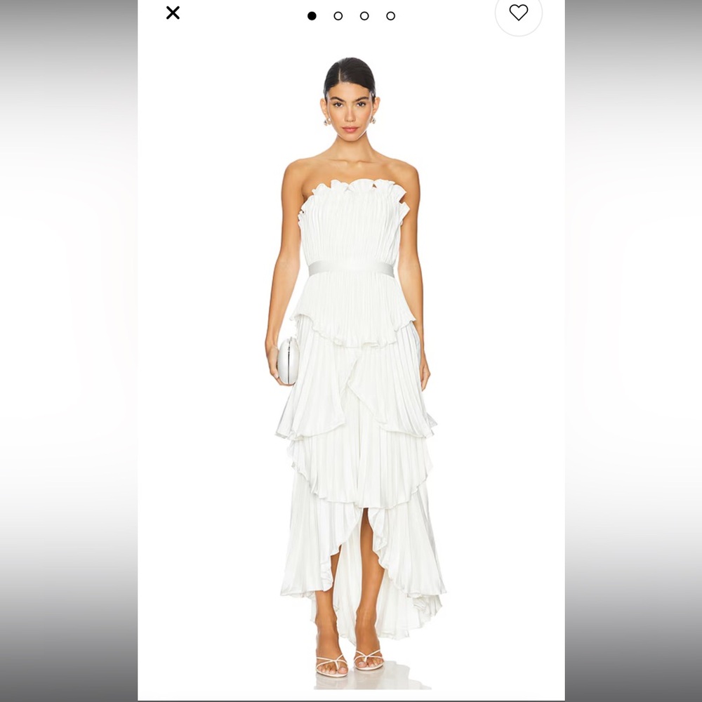 AMUR Janey Tiered Shell Midi Dress in Ivory